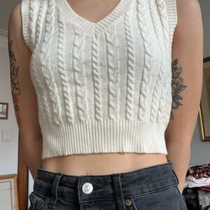 Papaya Cream Cable Knit Crop Top